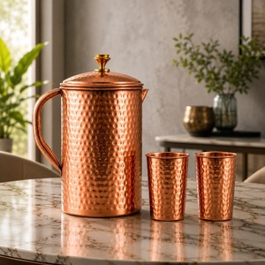 Jarra de Cobre Premium, Jarra de Cobre Artesanal, Jarra de Cobre Rústica, Utensilios de Cocina de Cobre, Artículos para Bebidas de Cobre, Vajilla de Cobre - Product Image 5