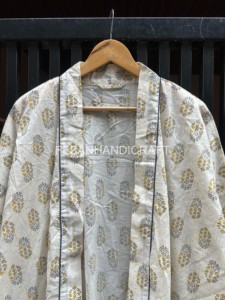 Bata de algodón con estampado floral para mujer, manga larga, cuello en V, longitud completa, suave y cómoda para primavera, con cinturón - Product Image 3