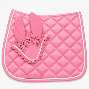 Luxury Equestrian Horse Saddle Pad and <b>Fly</b> Bonnet Set Diamond Quilted Dressage Saddle Pad Ear <b>Net</b> Bonnet Set with Custom Color - Product Image 4