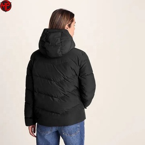 <b>Women's</b> <b>Black</b> Hooded Down Puffer Jacket Short Quilted <b>Winter</b> <b>Coat</b> with Zipper Custom <b>Women</b> Puffer Jacket <b>Winter</b> Quilted Hood - Product Image 6