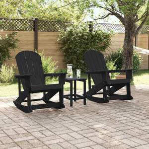 2 chaises à bascule Adirondack noires en matériau HDPE durable - Product Image 3