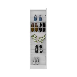 Armadio Leto XL Bianco a Singola Porta con Cinque Ripiani Interni, Scarpiera con Specchio - Product Image 5