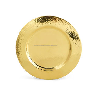 Handcrafted 12 Inch Brass Hammered Charger Serving Plate Indian Artisan Dinnerware for Home and Restaurant Use - Product Image 3