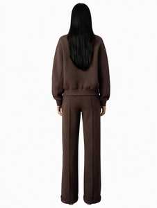 Conjunto Deportivo de Otoño para Mujer ONETEN, Estampado, Marrón, con Cierre de Cremallera de un Cuarto, Manga Larga, Corte Holgado, Pantalones Anchos, Dos Piezas - Product Image 2