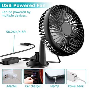 Ventilateur de voiture USB portable, rotatif, pour tableau de bord, fenêtre, SUV, camping-car, pick-up, siège arrière, avec clip et 3 vitesses - Product Image 6