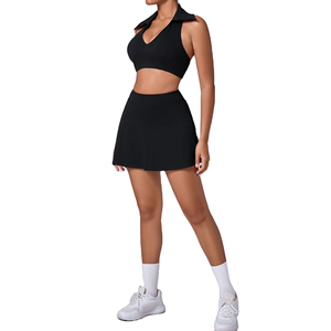 Traje de Tenis de Manga Corta con Cuello Redondo, Transpirable, de Secado Rápido, 100% Poliéster, Colores Personalizados, para Mujer, para Yoga al Aire Libre, Informal - Product Image 1