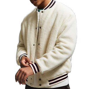 Veste varsity pour homme, col montant, manches régulières, coupe-vent, séchage rapide, vêtements d'hiver, polyester/coton, style streetwear, couleur unie bleu - Product Image 5