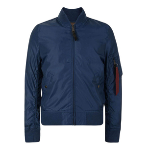 Chaqueta Bomber Azul Marino para Hombre, Cierre de Cremallera, Cuello Alto, Casual, Impermeable, Material de Nailon/Algodón, Ropa de Invierno - Product Image 1
