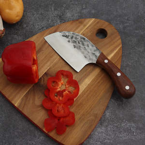 Couteau de boucher professionnel en acier inoxydable de haute qualité, manche en bois, étui en cuir, ambidextre, passe au lave-vaisselle - Product Image 1