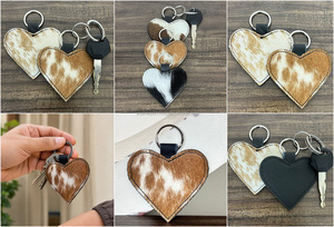 Llavero de Cuero Genuino con Forma de Corazón, Estilo Western, para Unisex, Venta al Por Mayor, Nuevo de Fábrica - Product Image 3