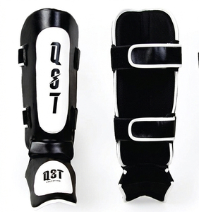 QST Professional Boxing Shin Pads Custom Logo PU Leather Muay Thai Leg Guards Factory Bulk MMA Kickboxing Shin Instep Protector - Product Image 3
