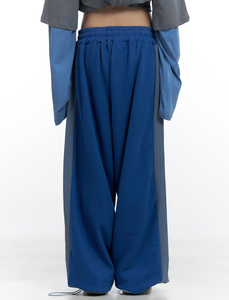 Pantalon de jogging évasé pour femme, en mélange polyester/coton, respirant, doux, ample, à jambe large et droite, vente en gros - Product Image 2