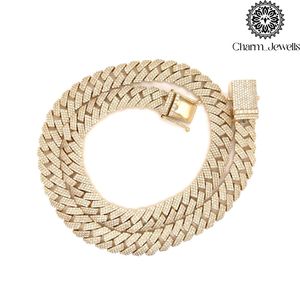 Charm_Jewells Men's Moissanite Necklace 14K Gold Plated Link Chain Hip Hop Style Micro <b>Insert</b> Brilliant Cut Silver IGI Certified - Product Image 1