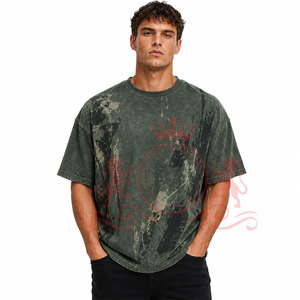 T-shirt décontracté de haute qualité à épaules tombantes, effet soleil délavé, finition lisse et design confortable et tendance - Product Image 4