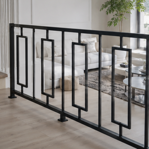Balustre d'escalier moderne en fer noir, design ovale en boucle, embout de rampe décoratif en métal pour la décoration intérieure des escaliers - Product Image 5