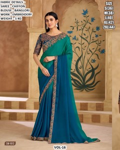 Aafreen Cutdana Embroidered Traditional Winter Party Women's Saree Wrinkle-Free Moisture-Wicking Sartin Chiffon for - Product Image 6