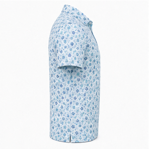 Trackstar Men's Light <b>Blue</b> Floral Print <b>Polo</b> <b>Shirt</b> Short Sleeve Button Collar Casual Golf <b>Shirt</b> Custom Logo - Product Image 2