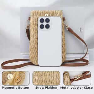 DreamCraft Vietnam Woven Straw Small Crossbody <b>Phone</b> Pouch Detachable Strap for Travel and Shopping <b>Mobile</b> <b>Phone</b> <b>Cover</b> - Product Image 2
