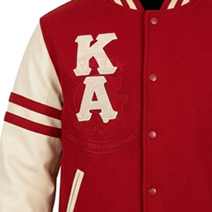Veste de fraternité Alpha Psi, couleur rouge contrastée, manches longues, broderie avec logo en lettres grecques, style varsity, sweat-shirt pour homme - Product Image 3