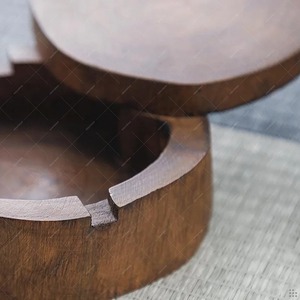 Cenicero de Madera Natural para Mesa, Sala de Estar, Balcón y Auto, Cenicero de Madera de Estilo Vintage para Hogar y Oficina, Redondo, Marrón, en UO - Product Image 4