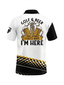 Men's Black <b>White</b> Gold Golf <b>Polo</b> Shirt Sublimation Print Quick Dry Knitted Polyester Sporty Short Sleeve <b>Polo</b> Collar - Product Image 2