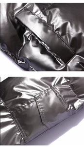 Chaqueta Acolchada Impermeable y Transpirable con Capucha para Hombre, Mujer y Niños, Plateada Brillante, Fabricante OEM ODM, Logotipo Personalizado - Product Image 3