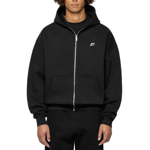 เสื้อฮู้ดซิปผ้าฝ้ายเฟรนช์เทอร์รี่แบบสั่งทำพิเศษสำหรับผู้ชาย ทรงโอเวอร์ไซส์ ทรงบ็อกซี่ รับทำโลโก้ตามสั่ง ขายส่ง OEM ผู้ผลิตเสื้อผ้าสตรีทแวร์ - Product Image 2