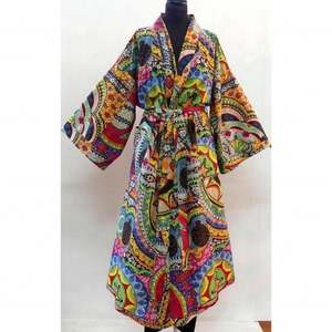 Robe de chambre kimono légère en coton multicolore pour homme Robe de nuit respirante pour l'été et le printemps - Product Image 1