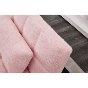 Convertible Pink Teddy Fabric Single <b>Sofa</b> Bed Futon with <b>Gold</b> Metal Legs - Product Image 5