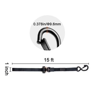 Set di 4 Cinghie a Cricchetto, Resistenza Massima 2200 lb, 1" x 15FT, Maniglie Imbottite, Certificato TUV, Dimensione 2" - Product Image 6