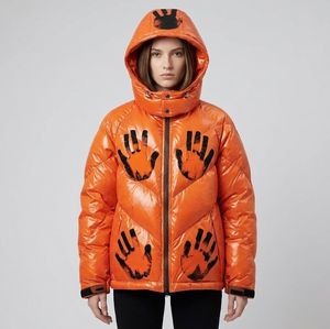 Veste doudoune matelassée coupe courte vintage en tissu épais, coupe-vent, à capuche, à changement de couleur, avec impression d'encre thermochromique personnalisée, style streetwear, pour l'hiver - Product Image 1