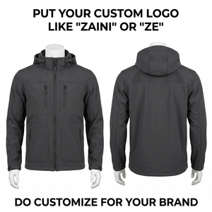 Chaqueta Softshell Premium de Poliéster Resistente al Agua de 330 GSM, Cuello Alto, con Capucha, Estilo Panel Gris - Product Image 1