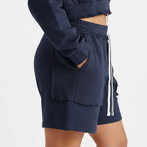 กางเกงขาสั้นผู้หญิงใส่สบายสำหรับฤดูร้อน ระบายอากาศได้ดี มีกระเป๋าหน้า เหมาะสำหรับใส่ลำลอง ออกกำลังกายกลางแจ้ง ทรงปกติ ขายส่ง - Product Image 2