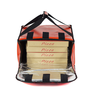Sac de livraison de pizza au design classique, boîte à pizza durable, sac isotherme rouge pour la livraison de nourriture chaude - Product Image 2