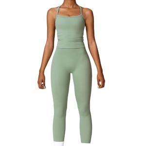 Conjunto Deportivo de 3 Piezas para Mujer, Ropa de Yoga para Gimnasio, Manga Larga, Transpirable, Spandex/Nylon, Venta al Por Mayor 2026 - Product Image 1