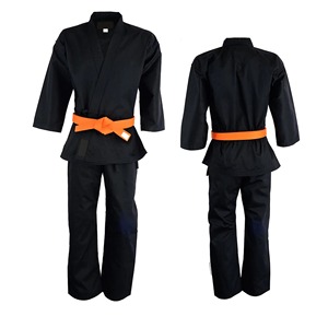 Uniforme de karaté noir 100% coton, unisexe adulte, durable, pour entraînement et compétition d'arts martiaux, en vente. - Product Image 6