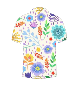 Polo pour homme à imprimé floral multicolore blanc, manches courtes, décontracté, pour l'été, pour le golf - Product Image 2