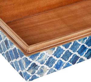 Handcrafted Bone Inlay Decorative <b>Storage</b> Box Set with Blue and White Moroccan Lattice Pattern Rectangular Jewelry Organizer Box - Product Image 4