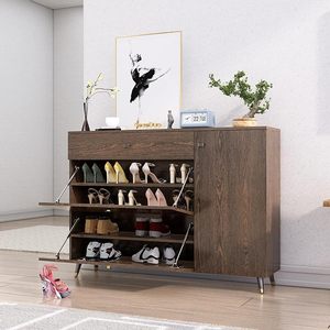 Meuble à chaussures en bois de Sheesham avec porte, étagère de rangement en bois, organisateur de chaussures, armoire anti-poussière pour entrée, meuble de rangement pour salon - Product Image 1