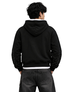 Custom Double Layered Zip Up Hoodie Men Rhinestone Graphic Heavyweight Cotton Vintage Y2K Angel Oversized <b>Punk</b> Streetwear <b>Jacket</b> - Product Image 6