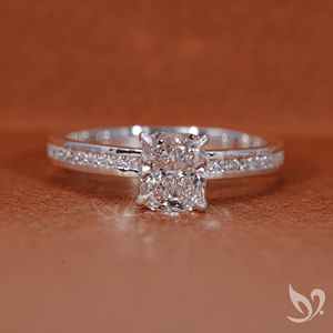 1CT Elongated <b>Cushion</b> Lab Diamond <b>Ring</b> Channel Pave Band IGI Certified 10K White Gold Engagement <b>Ring</b> - Product Image 1