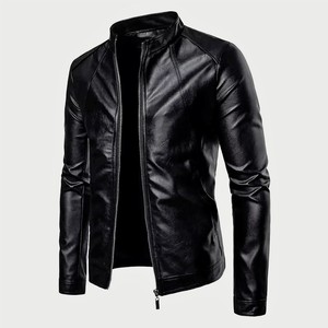 100% <b>Top</b> <b>High</b> Quality Comfortable Breathable Men Black Cow Skin <b>Leather</b> Jacket Winter Warm Long Sleeve Stand Collar Streetwear - Product Image 3