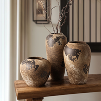 Vase en céramique rustique |   Décoration d'intérieur vintage |   Décoration de table ou de sol, porte-fleurs séchées, poterie artisanale