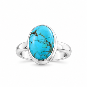 Kingman Mohave <b>Turquoise</b> Silver <b>Ring</b> Western Boho Statement Gemstone Jewelry Southwestern Fashion <b>Ring</b> for Women - Product Image 2