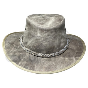 Sombrero de Vaquero de Ante Beige Claro Unisex, Estilo Country, Cuero Desgastado, Sombreros Australianos con Banda Trenzada, Sombreros de Vaquero al por Mayor - Product Image 2