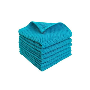 Ensemble de torchons de cuisine en microfibre gaufrée turquoise, 100% coton, écologiques, très absorbants, vente en gros, exportateur OEM - Product Image 1