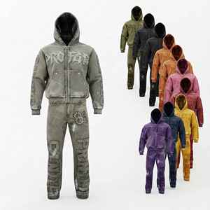 Conjunto de Dos Piezas, Estilo 2026, Sudadera con Capucha y Pantalones Deportivos, Cómodo, Casual, Moderno, de Felpa Gruesa, con Estampado - Product Image 1