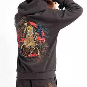 Sudadera con Capucha Vintage Estampada y Desgastada de Gran Gramaje para Hombre, Estilo Urbano Personalizado para Uso Casual - Product Image 2