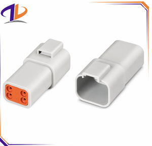 ขั้วต่อสายไฟรถยนต์แบบกันน้ำ DT04-4P รุ่น DT ซีรีส์ สีเทา สำหรับขั้วต่อแบบตัวผู้  4 ขา  หน้าสัมผัสทองแดง  วัสดุไนลอน - Product Image 1