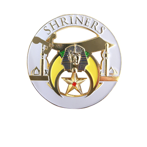 เข็มกลัดติดเสื้อ Shriners Masonic รูปทรงกลม ชุบทอง ทำจากโลหะผสมสังกะสีเคลือบแข็ง ลายพีระมิด ของสะสมงานศิลปะ - Product Image 1